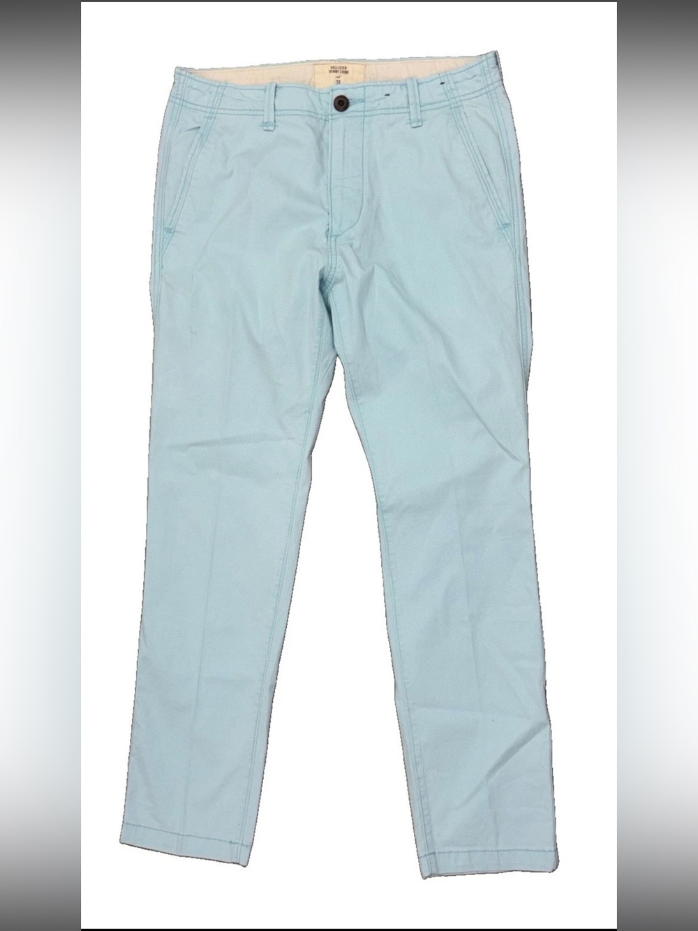 Hollister Y2K Skinny Chino Mens Size 31 X 30 Preppy Casual Light Turquoise Blue